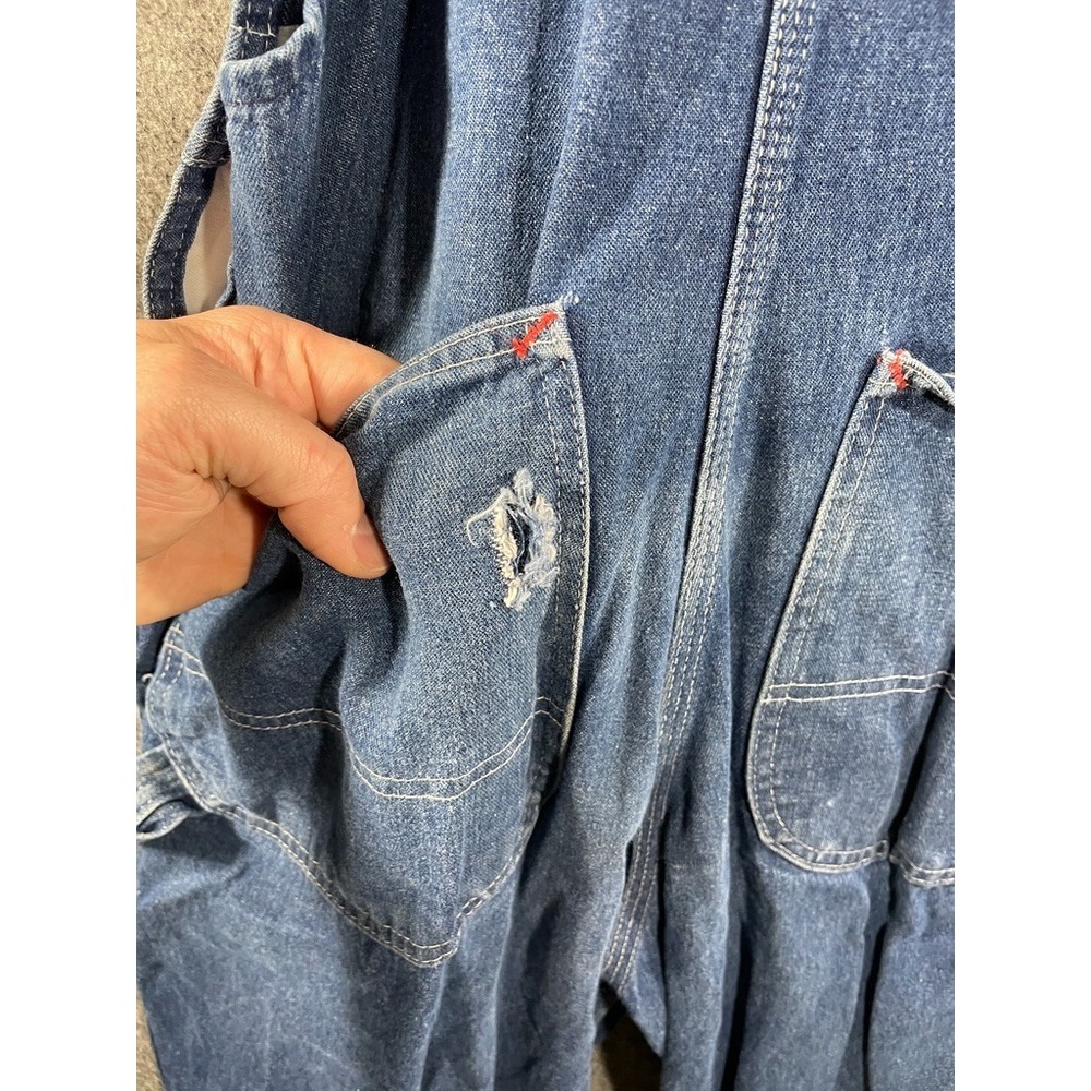 Vintage COWDEN Blue Cotton Denim Bib Overalls Distressed 32x29 Mens - Picture 15 of 16